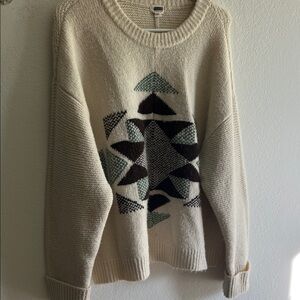 Cream Geometric Knit Sweater